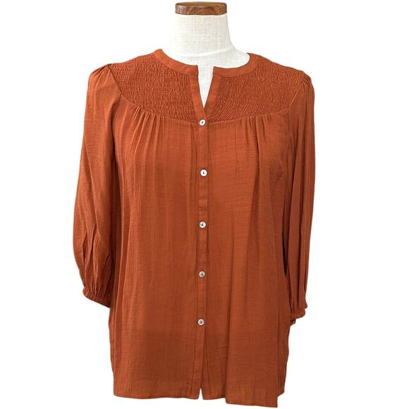 NWT Nanette Lepore Puff Sleeve Blouse SIZE S Flounce Boho Cowgirl Peasant Button - Picture 1 of 11